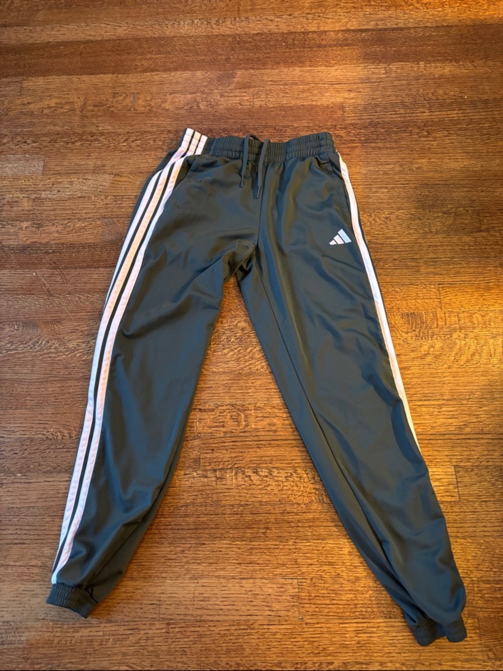 Adidas Women’s Size Medium Gray Joggers with Pink Side Stripes
